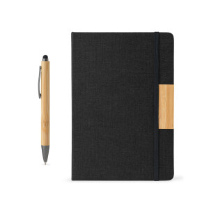 HOMERO. Set consisting of a hardcover A5 notepad and a bamboo ballpoint - Reklamnepredmety