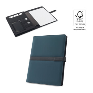 SANDERSON FOLDER. A4 folder in PU (50% recycled) with magnetic closure and notepad with lined pages - Reklamnepredmety