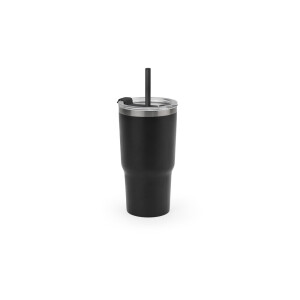 JOYNER M. Compact stainless steel travel tumbler (91% recycled) with vacuum-insulated double wall and matte finish 600 mL - Reklamnepredmety
