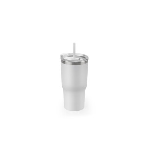 JOYNER M. Compact stainless steel travel tumbler (91% recycled) with vacuum-insulated double wall and matte finish 600 mL - Reklamnepredmety