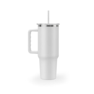 JOYNER XL. Large stainless steel travel tumbler (91% recycled) with vacuum-insulated double wall and matte finish 1300 mL - Reklamnepredmety