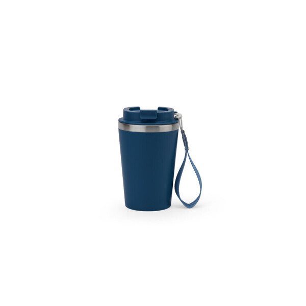 SPITZ. Stainless steel travel mug (90% rSS) with double wall and matte finish 440 mL