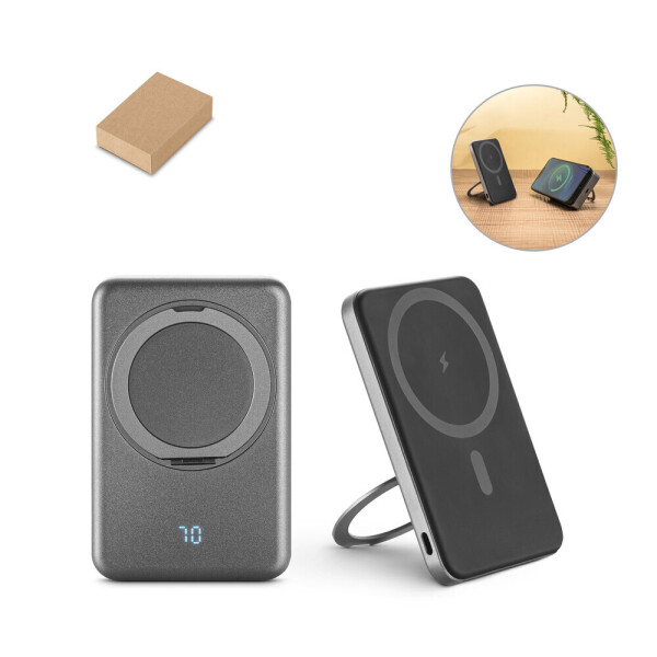 WARSHEL 5. 5,000 mAh magnetic power bank with 15W super fast wireless charger made of recycled ABS (100% rABS) with stand