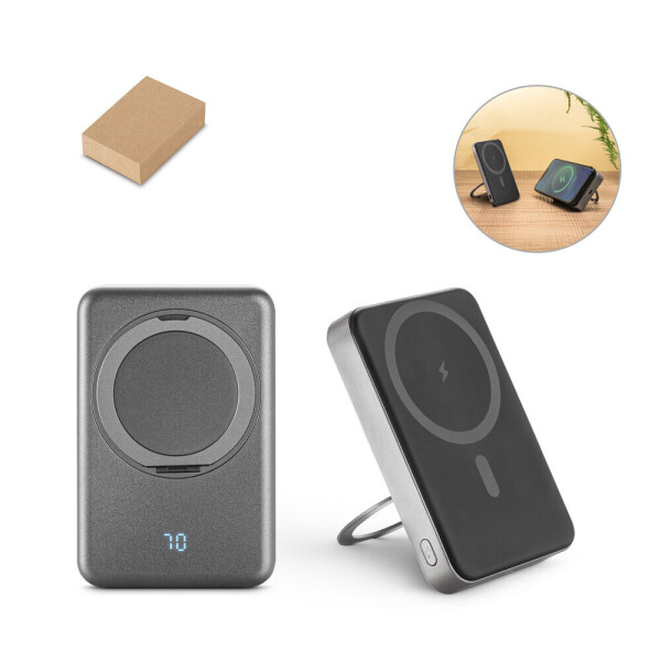 WARSHEL 10. 10,000 mAh magnetic power bank with 15W super fast wireless charger made of recycled ABS (100% rABS) with stand