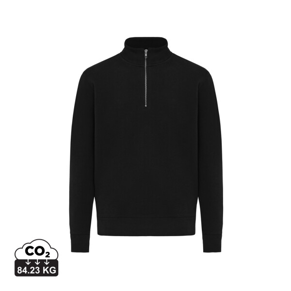 IQONIQ Elgon sweater with short zipper made of recycled cotton