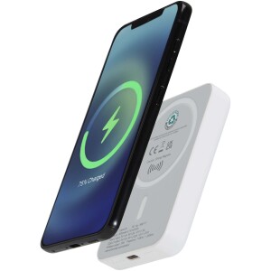 Acrab wireless magnetic power bank 5000 mAh 15W with 20W PD - made from recycled plastic - Reklamnepredmety