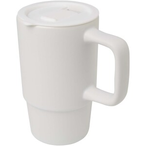 Carter 450 ml ceramic mug with plastic lid - Reklamnepredmety