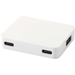 Gaia 4-port USB hub with USB-A and Type-C output and dual input - made from recycled plastic - Reklamnepredmety