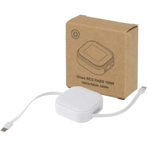 Gloas 5-in-1 recycled retractable data sync and 100W fast charge cable with smartphone tool kit - Reklamnepredmety