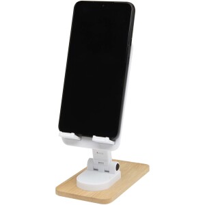 Alfirk recycled plastic foldeable desk phone stand with bamboo details - Reklamnepredmety