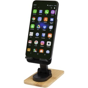 Alfirk recycled plastic foldeable desk phone stand with bamboo details - Reklamnepredmety