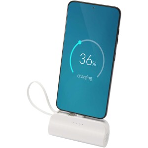 Alnair 5000 mAh 10W recycled plastic Type-C power bank with built-in flip stand and 2-in-1 cable - Reklamnepredmety