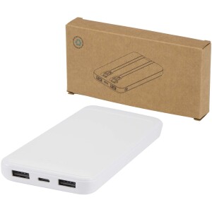 Adhil 10.000 mAh 10W recycled plastic power bank with 2 built-in cables - Reklamnepredmety