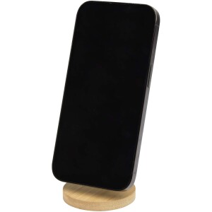 Alcor recycled plastic foldeable magnetic phone stand with bamboo details - Reklamnepredmety