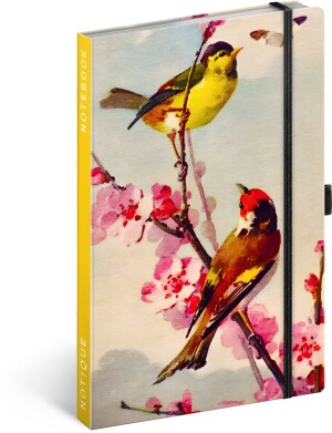 NOTIQUE Notes Birds – sakura by Kateřina Winterová, lined, 13 x 21 cm - Reklamnepredmety