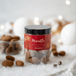 A jar of almonds in milk chocolate and cinnamon - Reklamnepredmety
