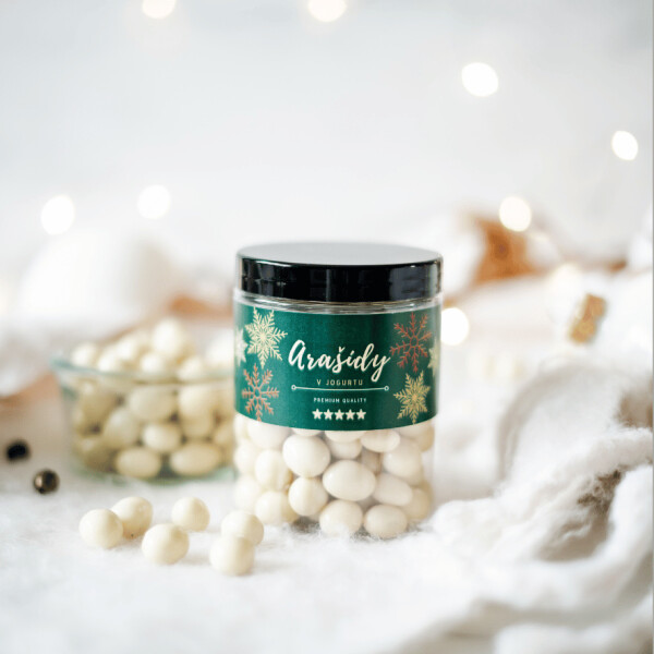 Jar of peanuts in yogurt