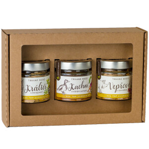 Dárková sada – Trhané kachní maso s višněmi a Sherry, Trhané králičí maso s estragonem a Trhané vepřové maso s pancettou - Reklamnepredmety