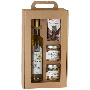 Gift set – Mead, Pork holiday sausage, Venison pâté with cranberries and Cheese treat - Reklamnepredmety