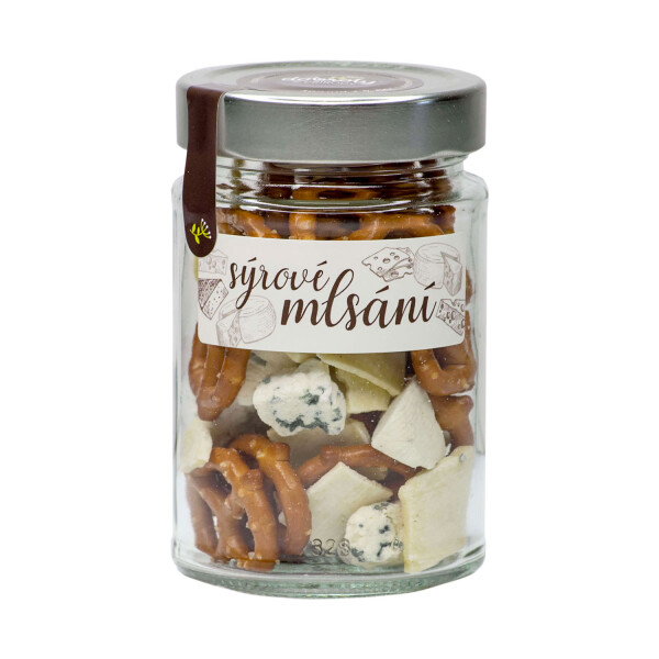 Cheese snack - a mixture of salted pretzels and freeze-dried cheeses