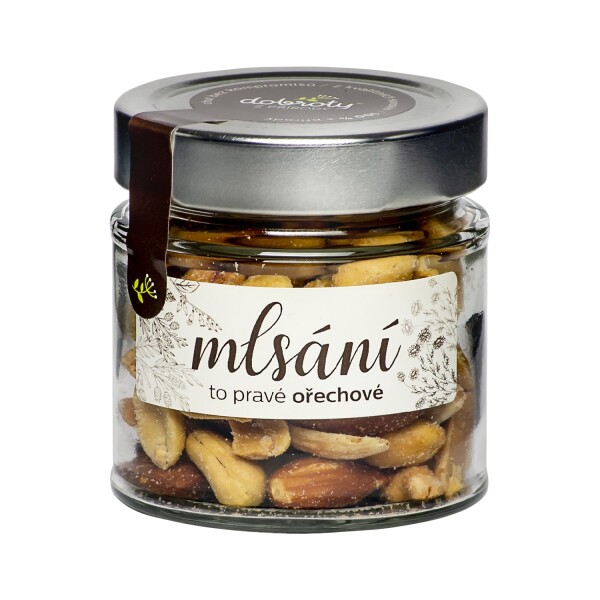 Snack - mix of roasted salted nuts in a glass