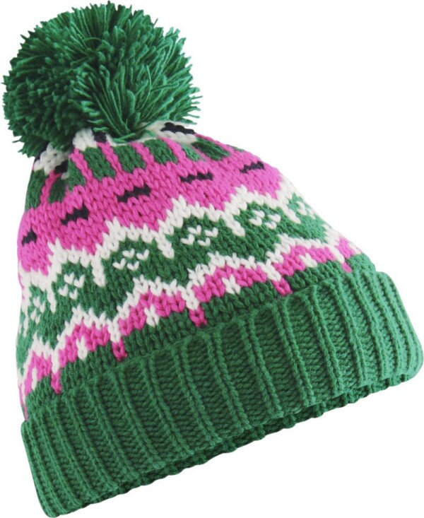 Knitted Hat with Pompon "Retro Ski"