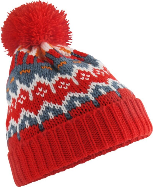 Knitted Hat with Pompon "Retro Ski"