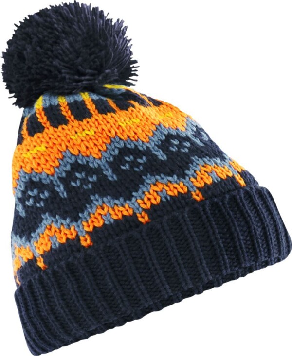 Knitted Hat with Pompon "Retro Ski"