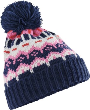 Knitted Hat with Pompon "Retro Ski" - Reklamnepredmety