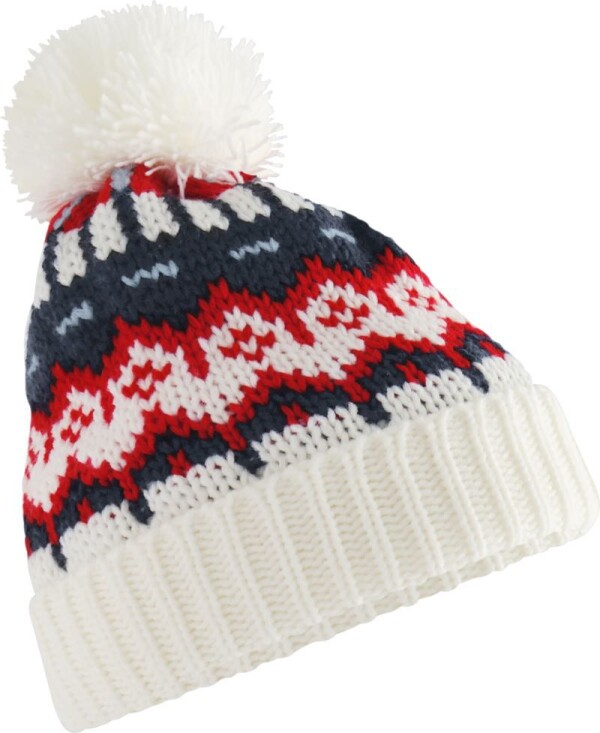 Knitted Hat with Pompon "Retro Ski"