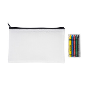 MILI pencil case with crayons, white - Reklamnepredmety