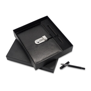 WINDSOR notebook and pen gift set, black - Reklamnepredmety