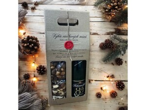 Corporate gift box with wine and nuts in a bag L - Reklamnepredmety
