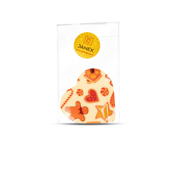 Chocolate heart with Christmas motif – white chocolate