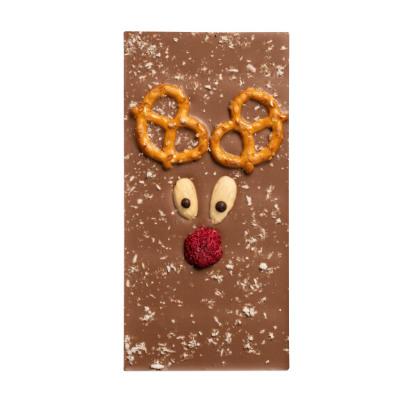Milk Christmas chocolate with reindeer