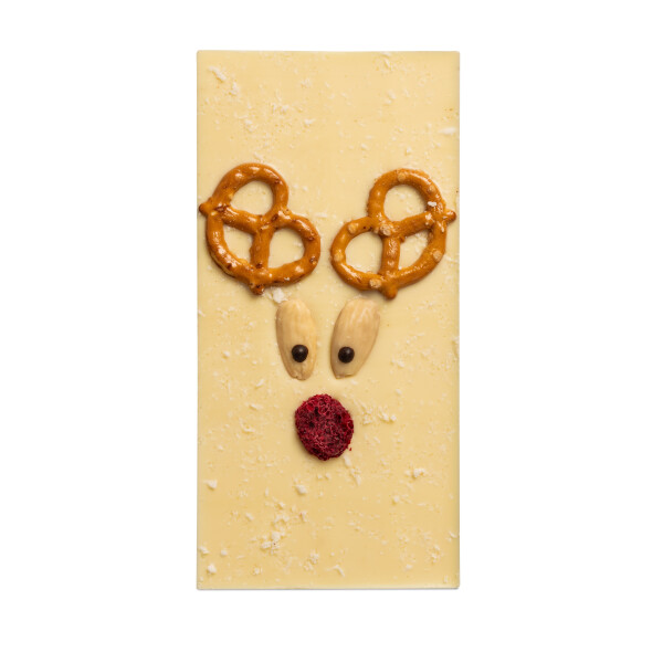 White Christmas chocolate with reindeer