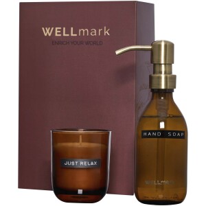 Wellmark Discovery 250 ml hand soap dispenser and 150 g scented candle set - Reklamnepredmety