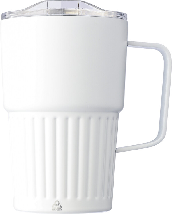 Double-walled recycled stainless steel travel mug 450 ml
