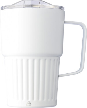 Double-walled recycled stainless steel travel mug 450 ml - Reklamnepredmety