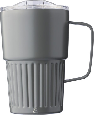 Double-walled recycled stainless steel travel mug 450 ml - Reklamnepredmety