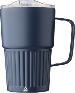 Double-walled recycled stainless steel travel mug 450 ml - Reklamnepredmety