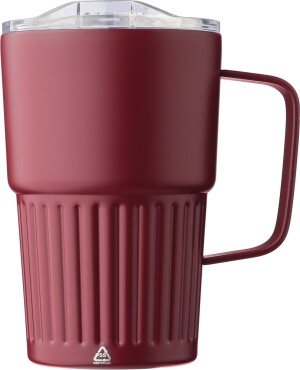 Double-walled recycled stainless steel travel mug 450 ml - Reklamnepredmety