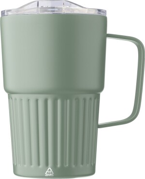 Double-walled recycled stainless steel travel mug 450 ml - Reklamnepredmety