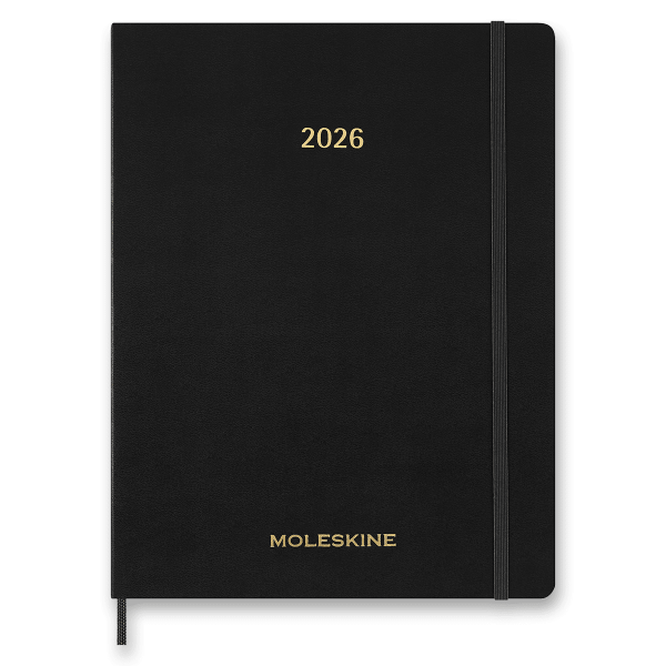 Diár Moleskine Essential 2026 - mäkké dosky, XXL, týždenný, vertikálny, čierny