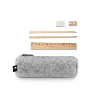 NOMAD. Multi-purpose case in recycled felt (100% rPET) with ruler, pencils, rubber and sharpener - Reklamnepredmety