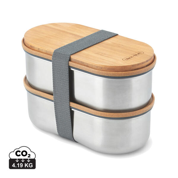 Stainless steel double Bento box Black+Blum
