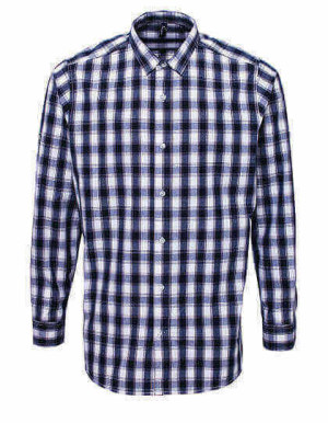 PW250 Mens Mulligan Check Cotton Long Sleeve Shirt - Reklamnepredmety