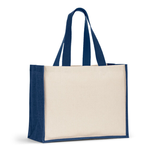 HELSINQUE COLOUR. Canvas bag (320 g/m²), with bottom and sides in laminated jute (350 g/m²) in colors