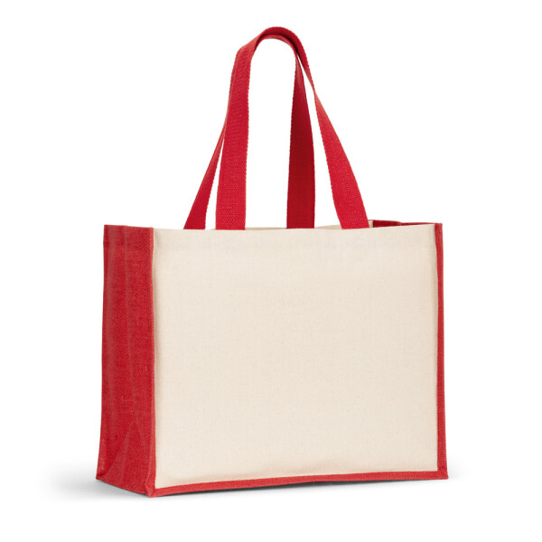 HELSINQUE COLOUR. Canvas bag (320 g/m²), with bottom and sides in laminated jute (350 g/m²) in colors
