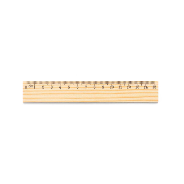 WESLEY 15. Pine wood ruler with 15 cm scale